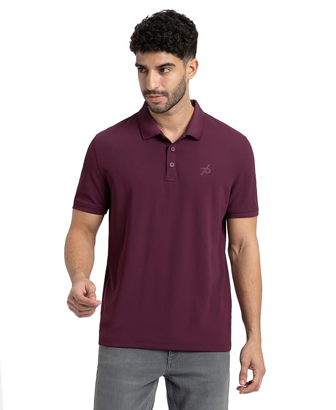 veirdo men's premium regular fit polo t shirt with contrast pattern, striped collar & half sleeve trim for casual and outdoor wear mens t shirt