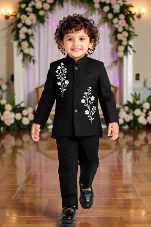 black ethnic suit set with floral embroidery, black ethnic suit set with floral embroidery,