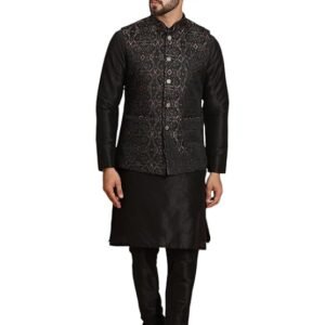 ethluxis men's kurta churidar pyjama with nehru bandhgala jacket