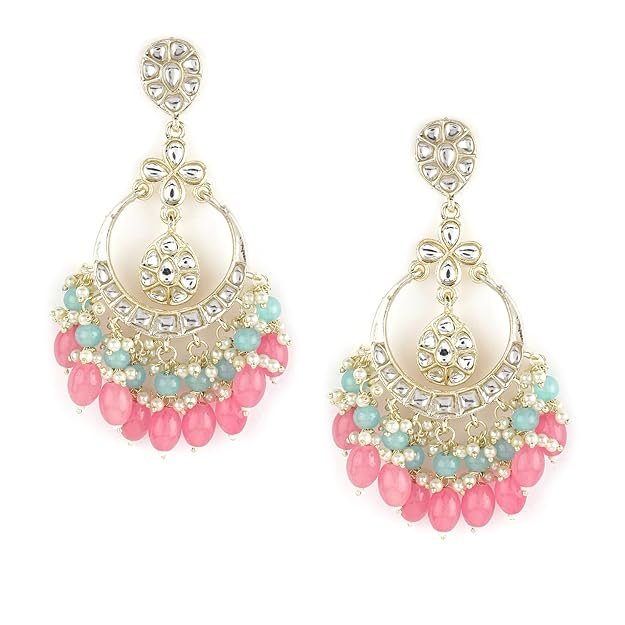 rubans chandbali earrings kundan pearl beads traditional wedding jewellery for women & girls rubans chandbali earrings kundan pearl beads traditional wedding jewellery for women & girls