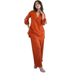 women solid rayon co ord set