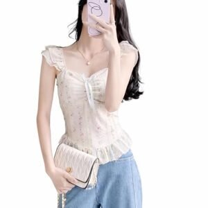 floral lace corset crop top