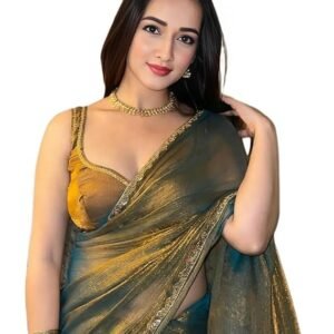 sidhidata women's soft fandy silk saree with hand work lace boarder & comes with unstitched blouse piece (chhaava)