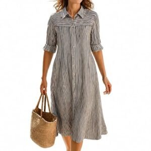 women striped shirt dress