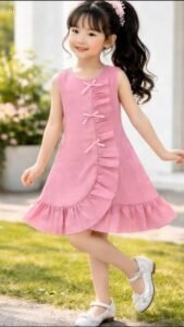 Cute Ruffle Hem A-Line Dress With Bow 