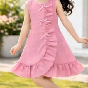cute ruffle hem a line dress with bow detail