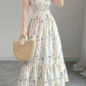 blooming grace floral halter neck maxi dress