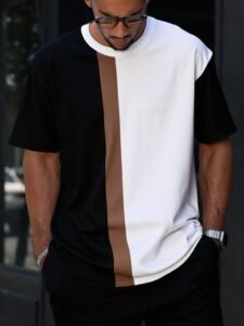 🛒 manfinity homme plus size men’s colorblock t shirt – casual summer style! 👕☀️